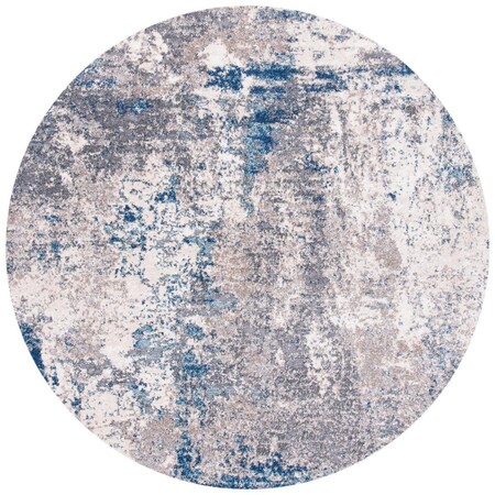 Safavieh 3 x 3 ft. Aston Power Loomed Round Area Rug; Grey & Navy ASN718F-3R